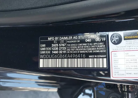 2019 Mercedes-Benz S 450 from USA, damaged, VIN WDDUG6GB6KA496416